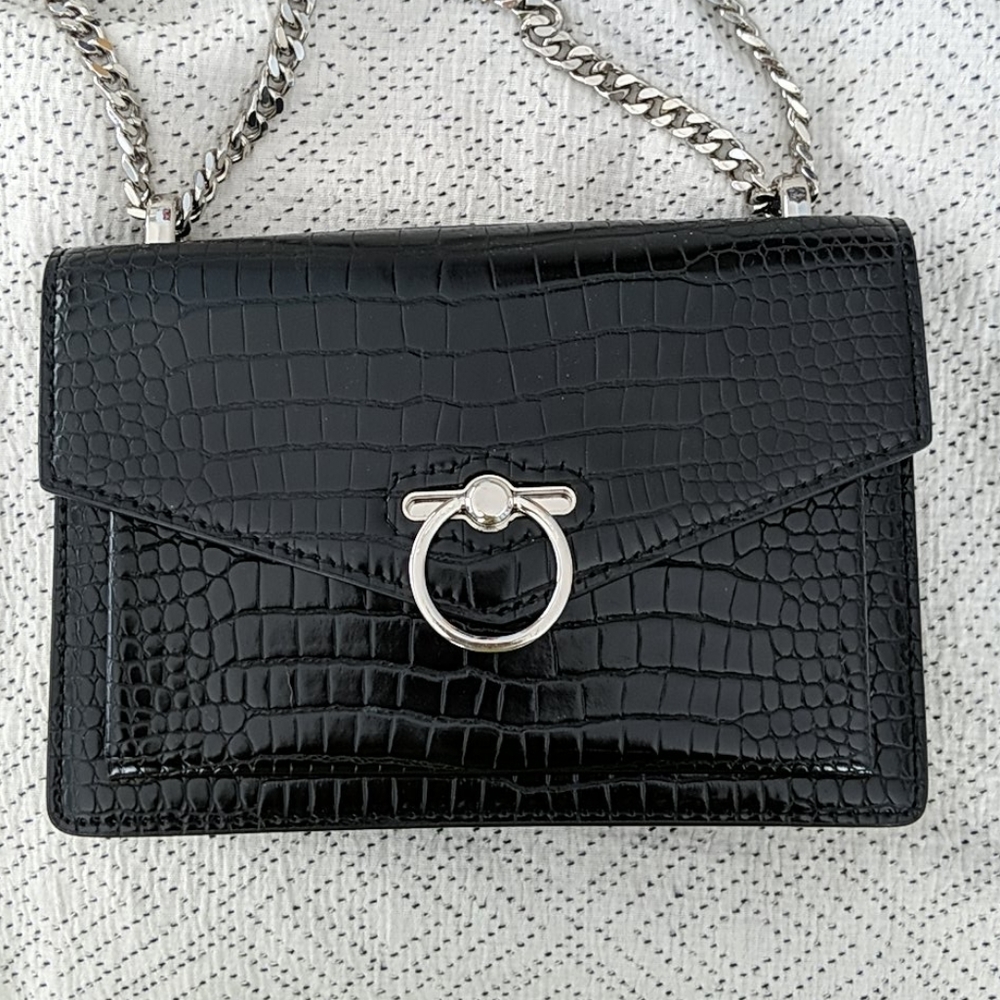 JW Pei Envelope Chain Crossbody bag - Black Croc